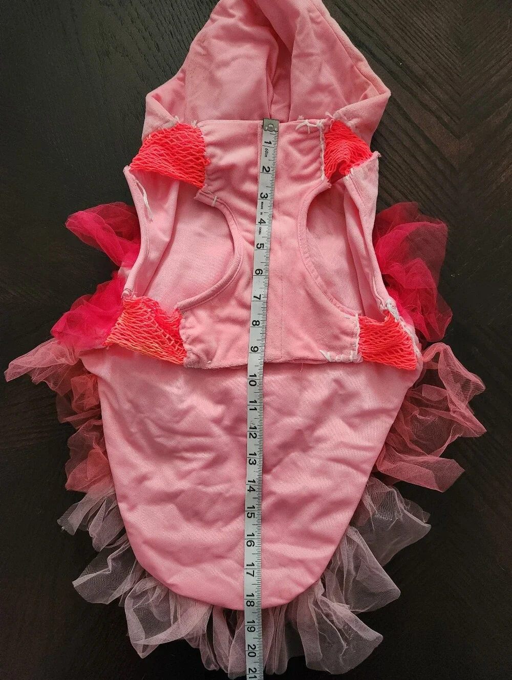 Pink Flamingo Plush Dog Costume With Tulle Tail